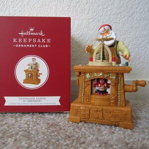 Hallmark Keepsake Ornament Club Toymaker Santa 2019 ornament w/ light, sound